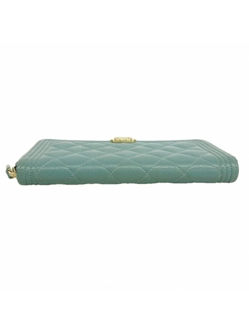 Chanel Wallet Boy Caviar Leather Blue Gold